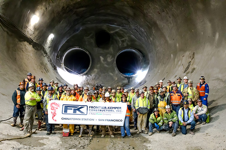 SFMTA central subway chinatown frontier-kemper crew exhibiting completed sem tunneling work