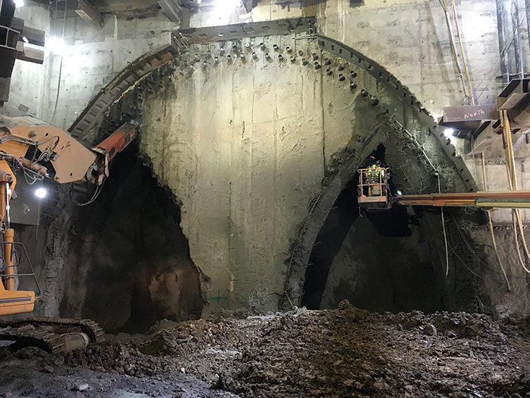 sem tunnel excavation of sfmta chinatown station caverns