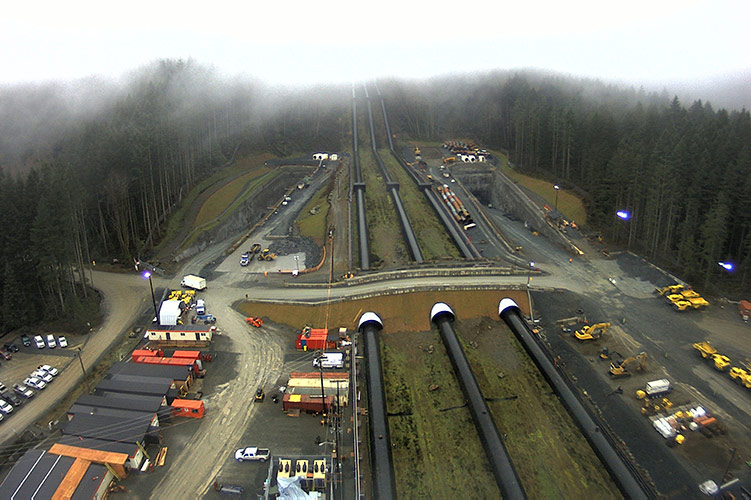 aerial view of john hart generating statiion in campbell river, bc