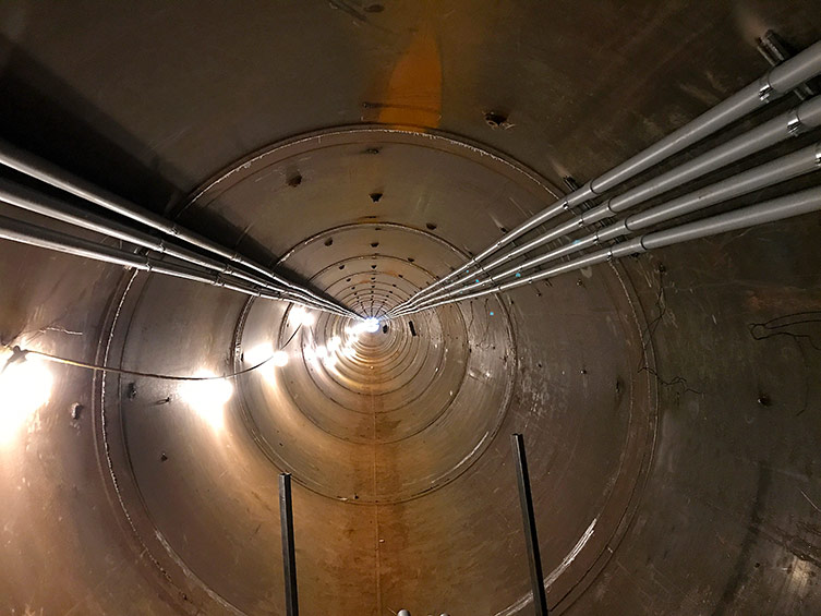 Steel lined Water Tunnel (microtunnel) beneath the LA River