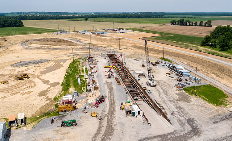 Mine slope decline cut and cover open cut construction