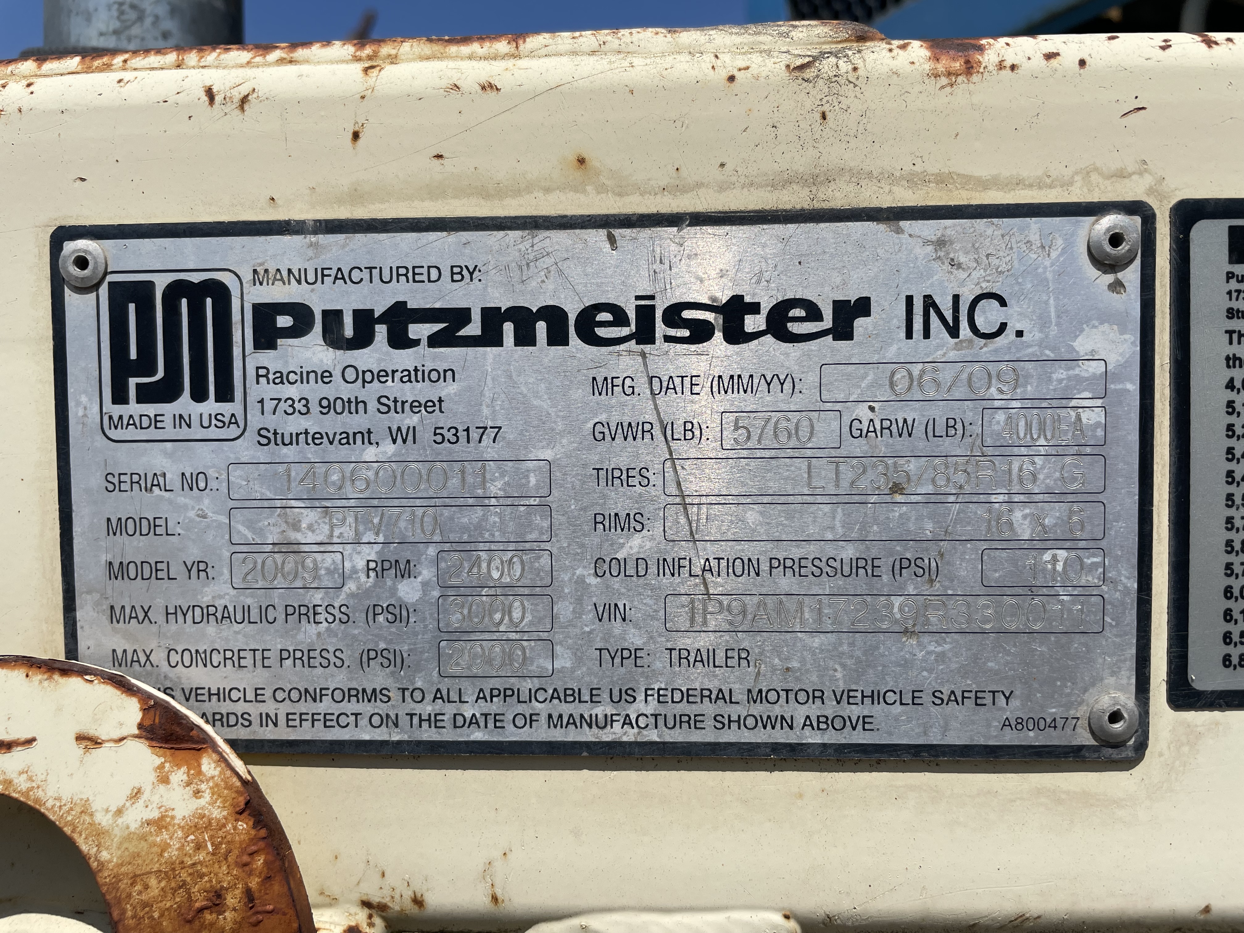 Putzmeister PTV710 Tunnel Jumbo For Sale Evansville, IN