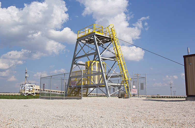 coal mine emergency egress cage and hoist at Black Panther coal mine