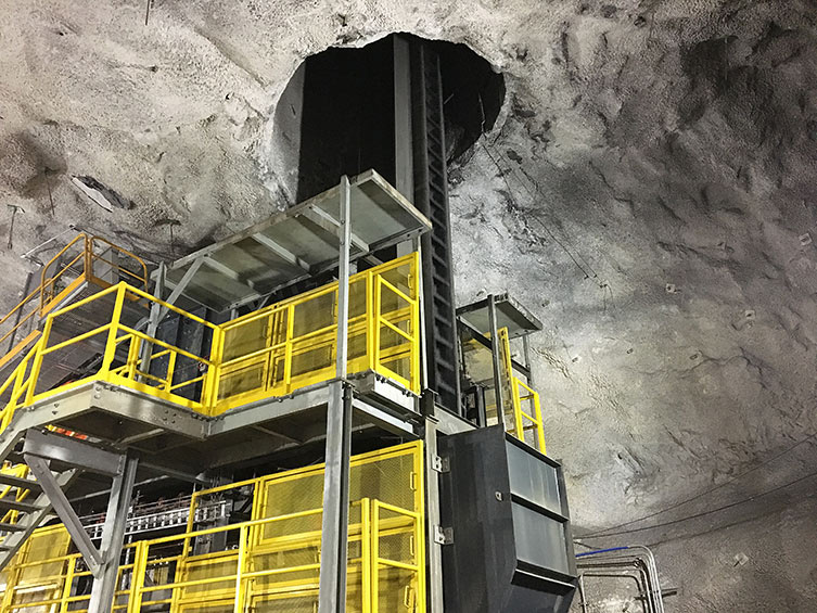 underground lower structure of mine vertical conveyor system