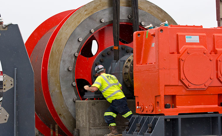 mine hoist drum installation