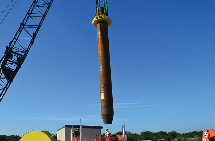 mine shaft steel lining placement