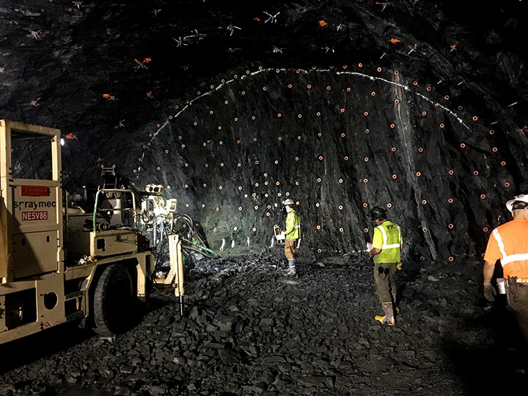 tunnel shotcrete application and blast preparation